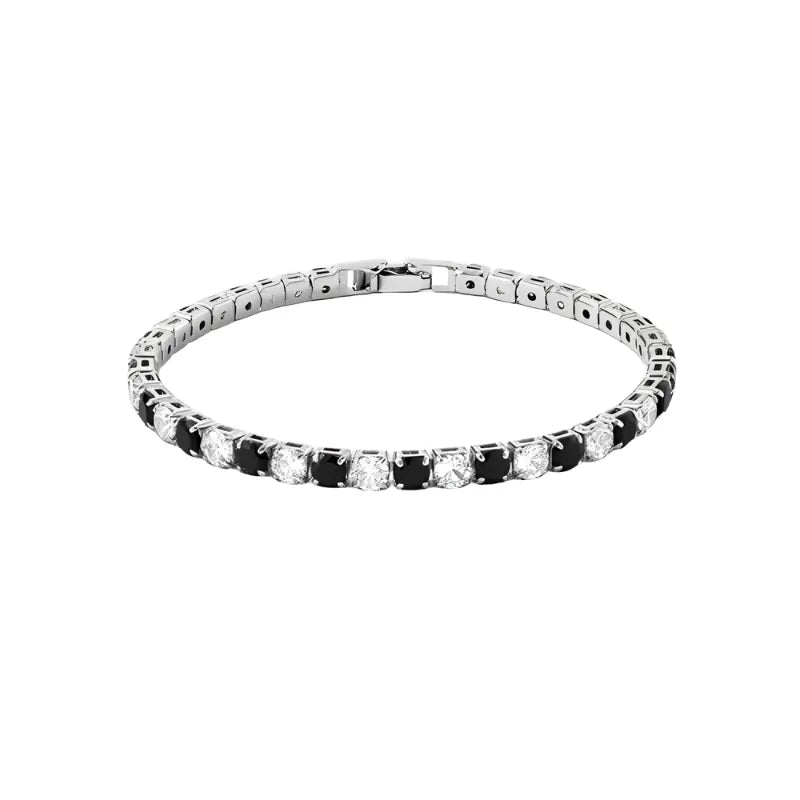 925 Sterling Silver Obsidian Zirconia Bracelet