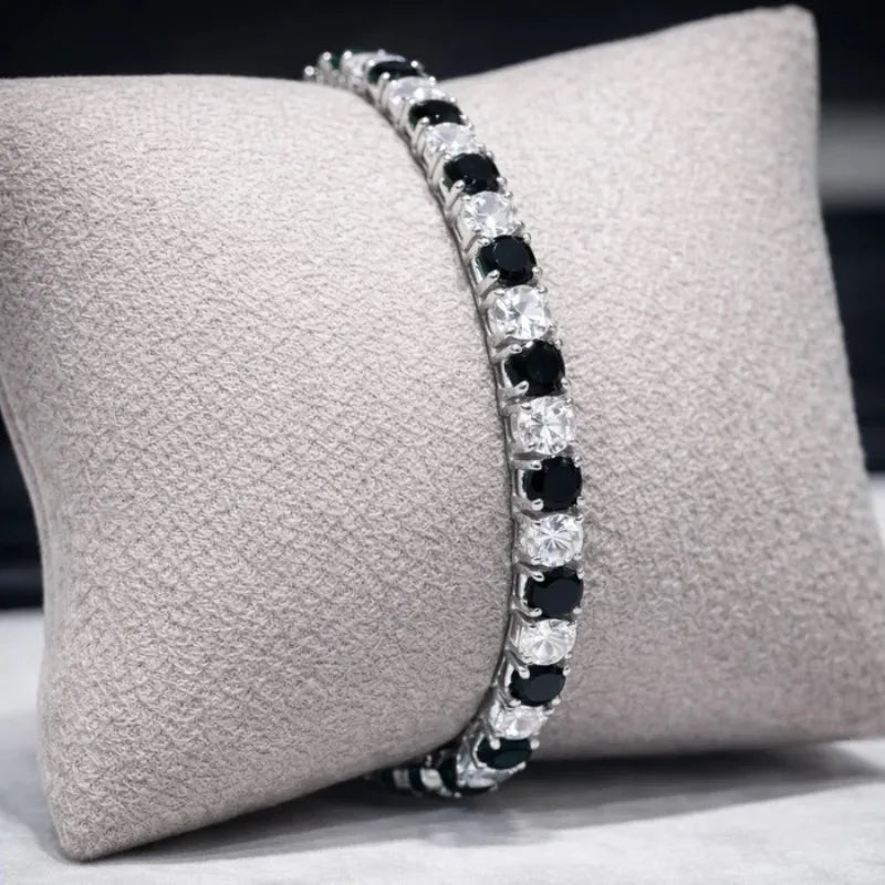925 Sterling Silver Obsidian Zirconia Bracelet
