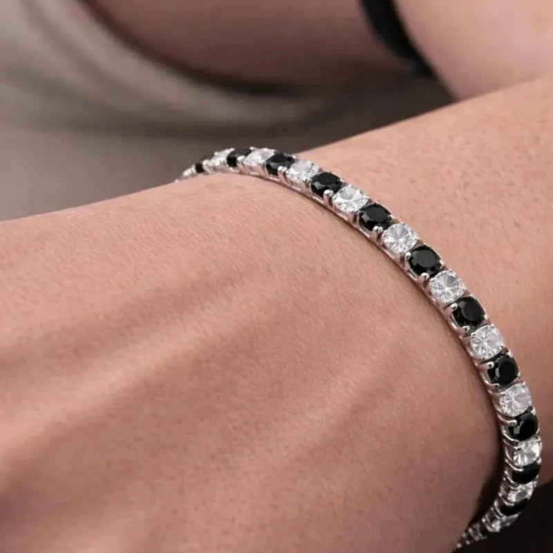 925 Sterling Silver Obsidian Zirconia Bracelet