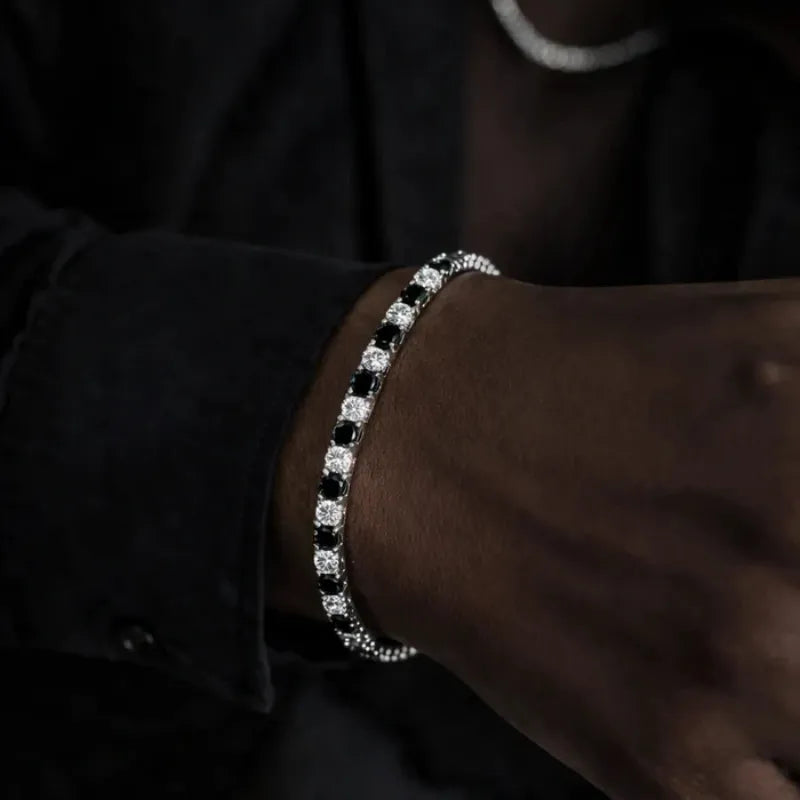 925 Sterling Silver Obsidian Zirconia Bracelet