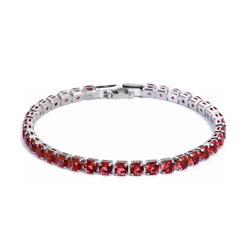 925 Sterling Silver Crimson Zirconia Bracelet