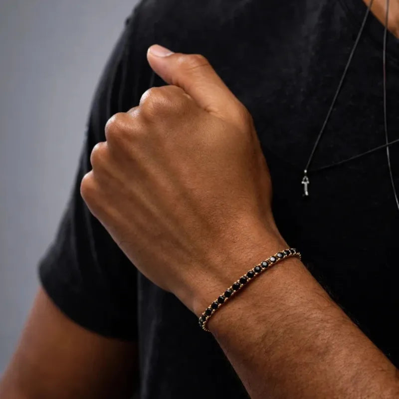 925 Sterling Silver Riviera Noir Gold Bracelet