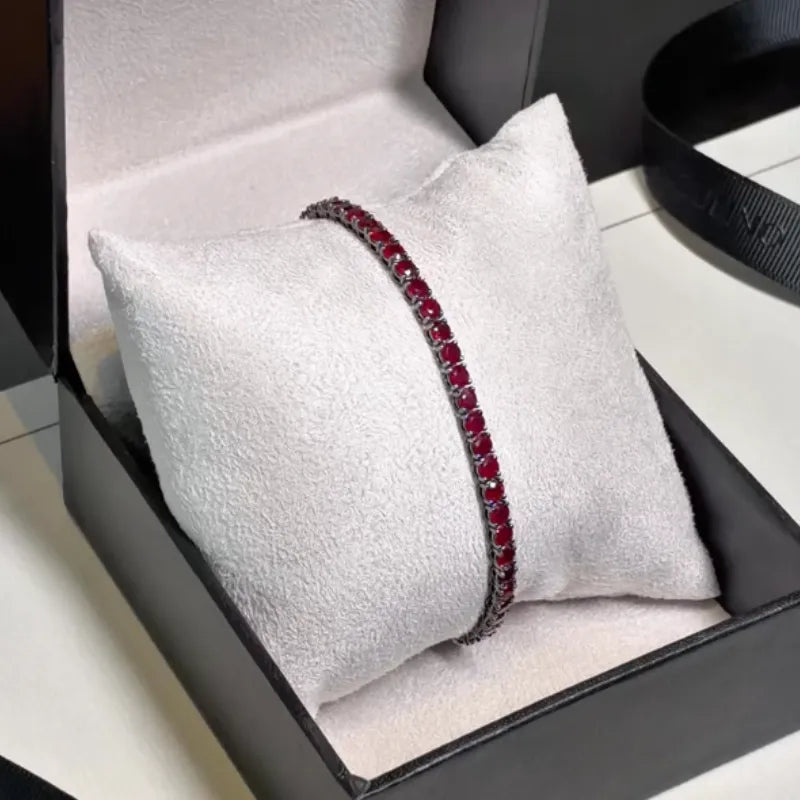 925 Sterling Silver Crimson Zirconia Bracelet