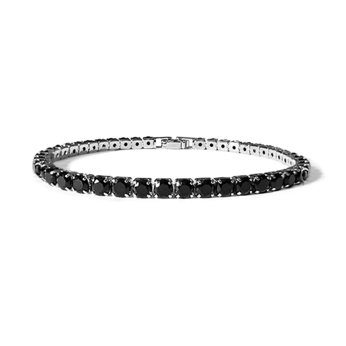 925 Sterling Silver Onyx Zirconia Bracelet