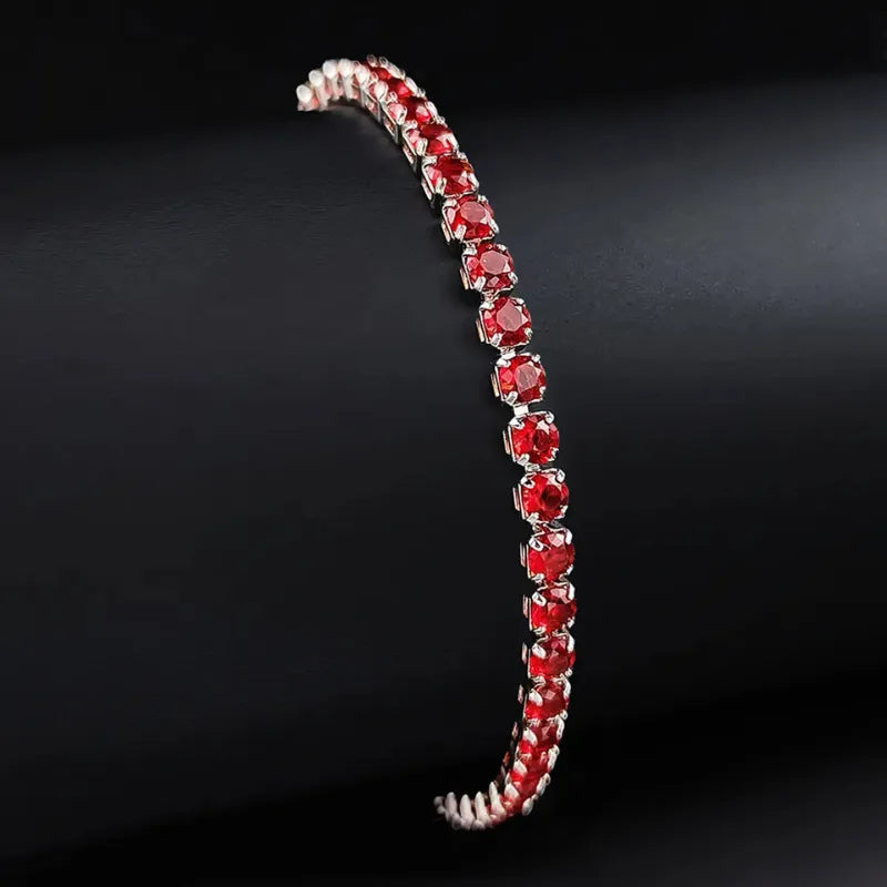925 Sterling Silver Crimson Zirconia Bracelet