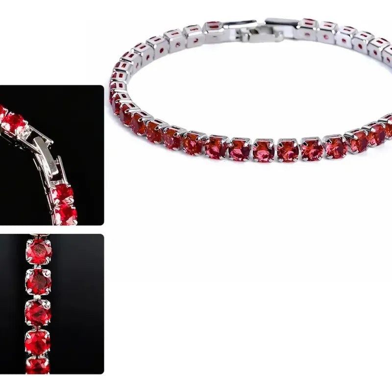 925 Sterling Silver Crimson Zirconia Bracelet