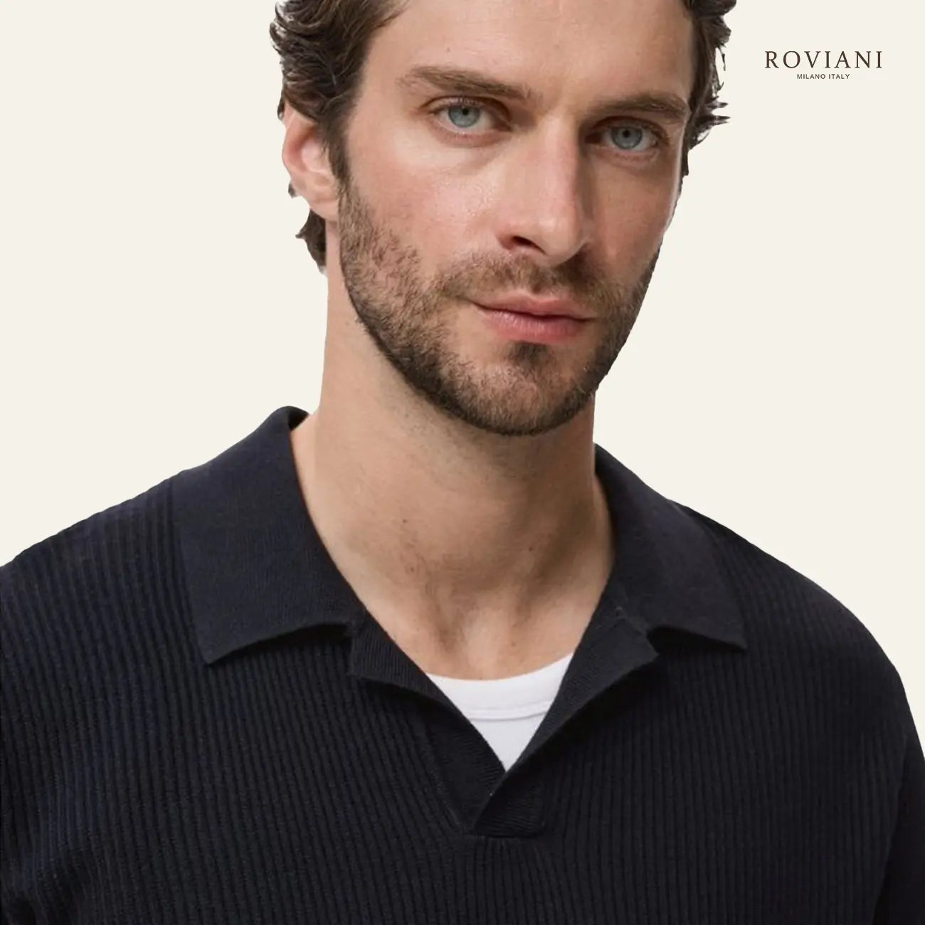 Maglione Uomo in Maglia con Colletto Sportivo