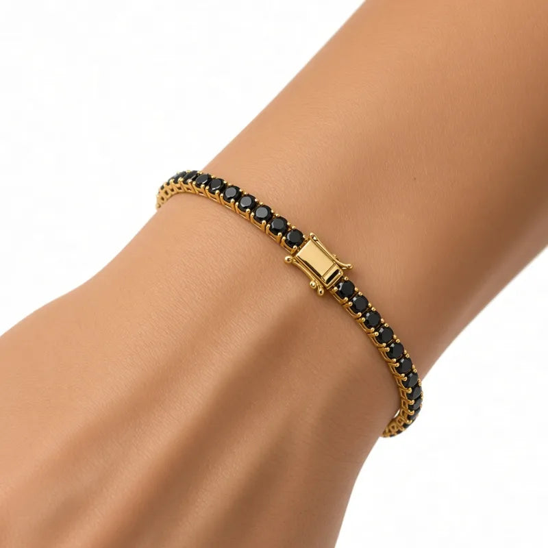 925 Sterling Silver Riviera Noir Gold Bracelet